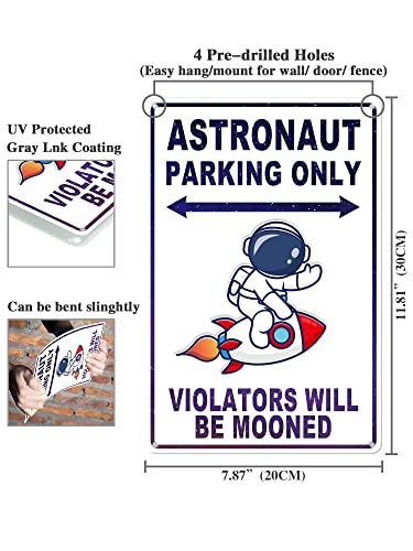 Astronaut Space Sign Decor - Vintage Astronaut Space Sign - Outer Space Gifts for Boys Kids Themed Bedroom Room Wall Decorations Stickers Decal Stuff 8 x 12 Inches