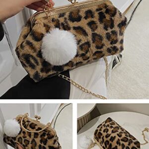 Danse Jupe Faux Fur Cow/Leopard Evening Bag Coin Purse Kiss-Lock Chain Shoulder Bag Handbag Change Purse Wallet