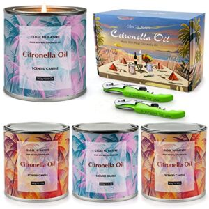 citronella candles outdoor and indoor, 4 pack 42 oz 240 hours large citronella candles for summer, long lasting lemongrass soy candle scented candles for garden patio yard balcony