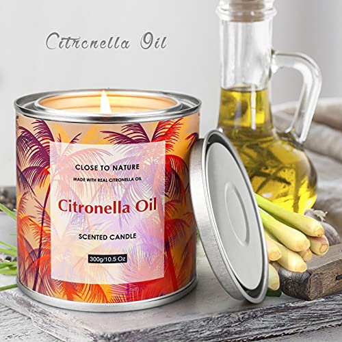 Citronella Candles Outdoor and Indoor, 4 Pack 42 Oz 240 Hours Large Citronella Candles for Summer, Long Lasting Lemongrass Soy Candle Scented Candles for Garden Patio Yard Balcony