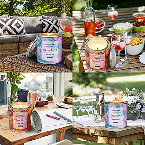 Citronella Candles Outdoor and Indoor, 4 Pack 42 Oz 240 Hours Large Citronella Candles for Summer, Long Lasting Lemongrass Soy Candle Scented Candles for Garden Patio Yard Balcony