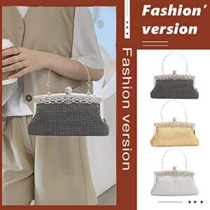 Rhinestone Clutch Bag Hobo Bag Women Shiny Purse Evening Handbag Underarm Shoulder Bags for Dinner Party Wedding(Black)