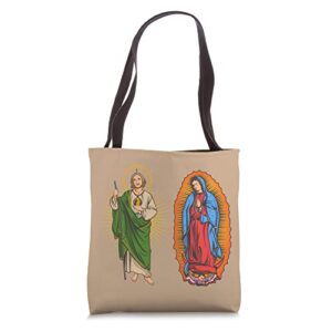 virgen de guadalupe con san judas tadeo tote bag