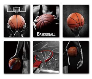 liflikwall basketball art prints, set of 6 (8 x 10 in)-gifts for sports fans, men, boys, teenagers, art decoration for offices, bedrooms, and living rooms-frameless printing