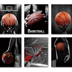 liflikwall Basketball art prints, set of 6 (8 X 10 in)-gifts for sports fans, men, boys, teenagers, art decoration for offices, bedrooms, and living rooms-frameless printing