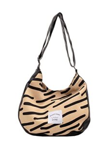 women girls fashion shoulder bag large tote handbag purse canvas shopping dating bag slouchy travel bag casual bag crossbody (brown)