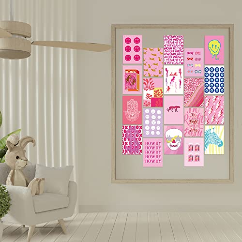 MATJOE 70pcs Wall Collage Kit Aesthetic Pictures- Western Photo Wall Collage Kit Prints 4x6 inch, Mini Posters Bedroom DIY Teen Girls Trendy Stuff Room Decor (Pink)