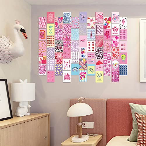 MATJOE 70pcs Wall Collage Kit Aesthetic Pictures- Western Photo Wall Collage Kit Prints 4x6 inch, Mini Posters Bedroom DIY Teen Girls Trendy Stuff Room Decor (Pink)