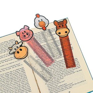 farm animal bookmarks for kids – book markers / mini ruler – classroom prizes – 24 pack