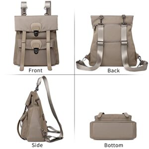 Wesccimo Fashion Backpack Purse For Women Waterproof Nylon Anti Theft Convertible Shoulder Bag Hangbag Brown