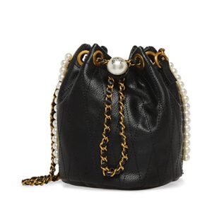 betsey johnson pearl-fect mini bucket bag, black