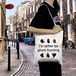 MBMSO Ghost Hunter Gifts Paranormal Investigator Gifts Cute Spooky Tote Bag I'd Rather be Ghost Hunting Bag Halloweenn gift (Ghost Hunting TB)