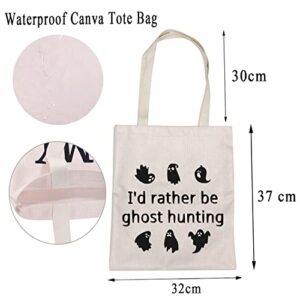 MBMSO Ghost Hunter Gifts Paranormal Investigator Gifts Cute Spooky Tote Bag I'd Rather be Ghost Hunting Bag Halloweenn gift (Ghost Hunting TB)