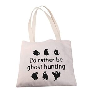 MBMSO Ghost Hunter Gifts Paranormal Investigator Gifts Cute Spooky Tote Bag I'd Rather be Ghost Hunting Bag Halloweenn gift (Ghost Hunting TB)