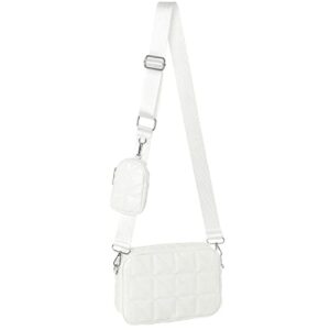 aocina small coin purse crossbody bags with coin pouch for women soft leather quilted hobo purses 2 size bags(white)