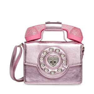 betsey johnson womens betsey johnson party line rhinestone phone bag, pink, one size us