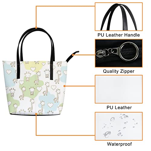 Fashionable women's handbag tote bag, Cute Giraffeprinted shoulder bag is light and durable