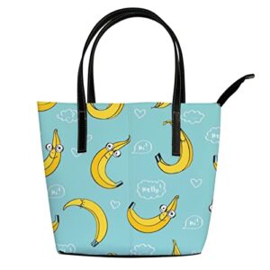 fashionable women’s handbag tote bag, cute bananas for kidsprinted shoulder bag is light and durable