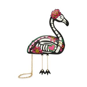 betsey johnson glow in the dark flamingo skeleton crossbody, multi