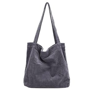 witery corduroy tote bag for women girl – large shoulder handbags with pocket, hobo bag for shopping travel school work