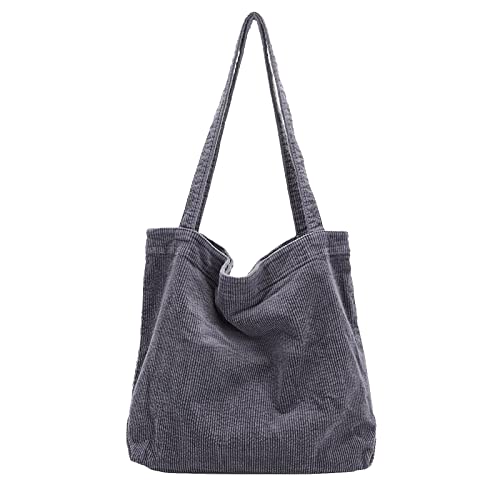 WITERY Corduroy Tote Bag for Women Girl - Large Shoulder Handbags with Pocket, Hobo Bag for Shopping Travel School Work