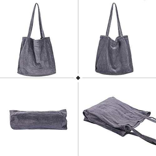 WITERY Corduroy Tote Bag for Women Girl - Large Shoulder Handbags with Pocket, Hobo Bag for Shopping Travel School Work