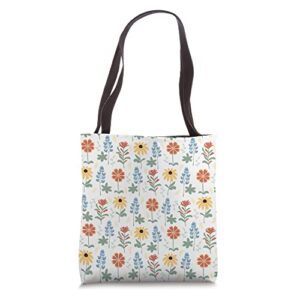 texas wildflowers with bluebonnets pattern tote bag