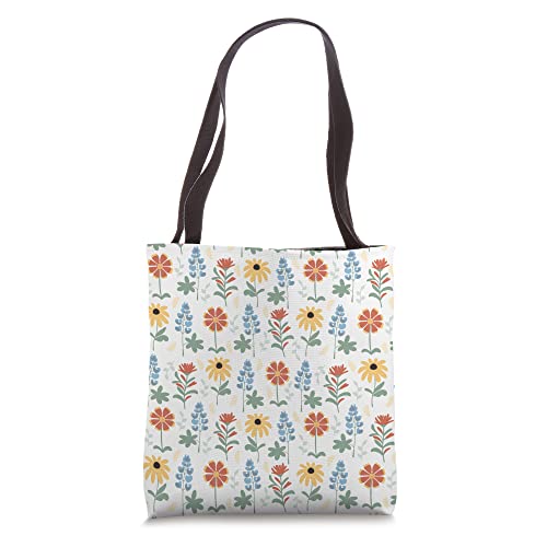 Texas Wildflowers with Bluebonnets Pattern Tote Bag