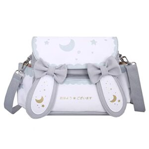 aktudy kawaii japanese anime nylon shoulder bag, students moon star printed sweet bow tie ear crossbody handbags satchel