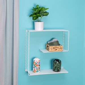 honey-can-do three-tier floating square decorative metal wall shelf, white shf-09345 white