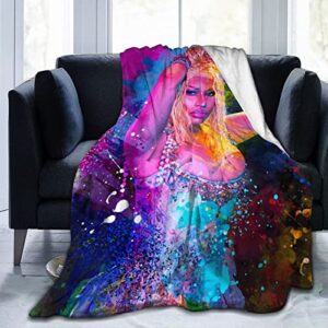 Wjikan Nicki Rapper Minaj Super Soft Micro Fleece Blanket Home Decoration Warm Flannel Blanket 80x60 Black