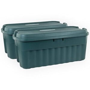 rubbermaid ecosense storage containers with lids, 54 gal pack of 2, durable and reusable stackable storage bins for garage or home organization, made from recycled materials