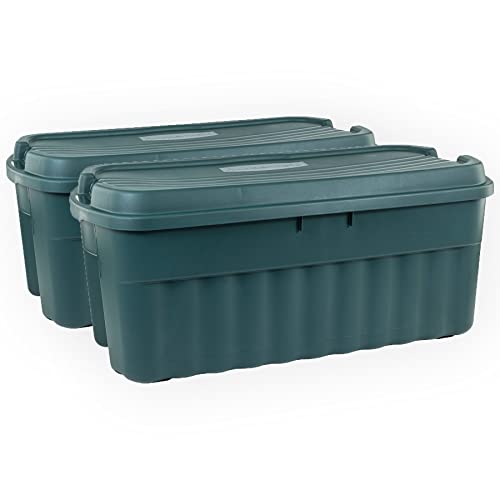 Rubbermaid ECOSense Storage Containers with Lids, 54 Gal Pack of 2, Durable and Reusable Stackable Storage Bins for Garage or Home Organization, Made From Recycled Materials