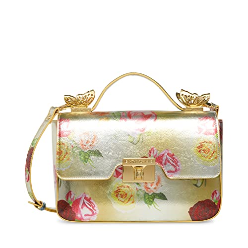 Betsey Johnson Womens Betsey Johnson Butterflies In My Stomach Satchel, Gold, One Size US