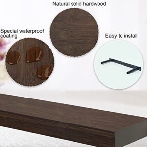 poemland Rustic Floating Shelves -24 inch Wood Wall Shelves for Living Room,Bedroom,Kitchen and Bathroom,Set of 2(24", Walnut Color)