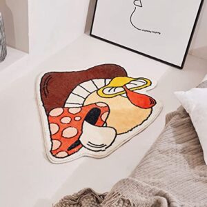 Snack Break | Cute Mashroom Rug for Bathroom, Bedroom and Living Room | Non-Slip Backing | Ultra Soft Machine Washable Microfiber