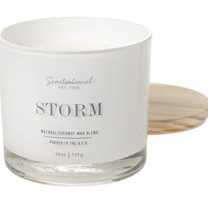 Natural Coconut + Beeswax Scented Candle Storm (All caps) XL White Jar with Wooden Lid, 26 Oz.