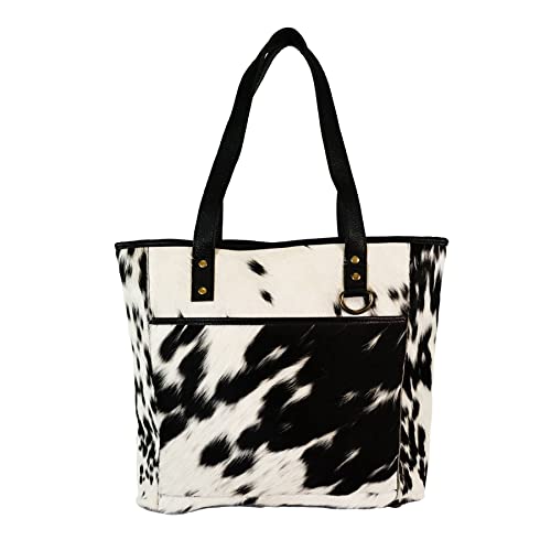 Bonanza leathers cowhide leather large tote bag women's handbag with zipper closure 507 (Black)