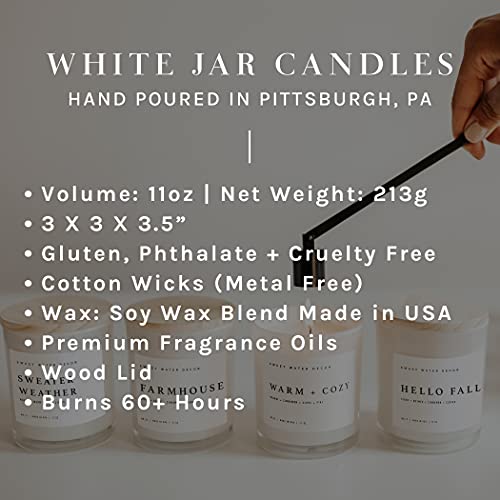 Sweet Water Decor Lavender and Sage Candle | Lavender, Sage, Musk, Patchouli Spa Scented Soy Candles for Home | 11oz White Jar Candle with Wood Lid, 50+ Hour Burn Time, Made in the USA