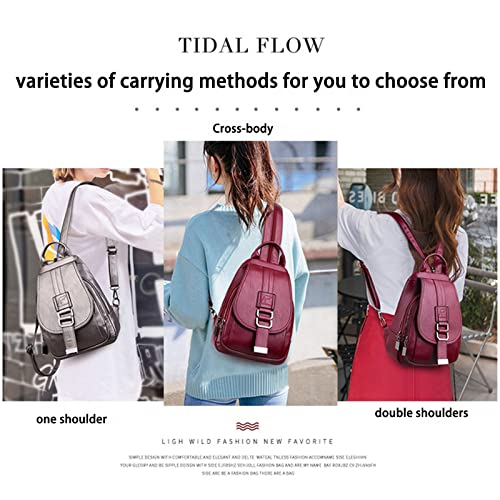 DevilAngel Soft Genuine Leather Backpack for Women,Large Capacity Satchel Shoulder Crossbody Handbags for Office Shopping Trip