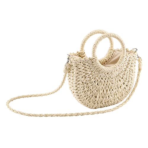 CHIC DIARY Women Straw Bag Crossbody Summer Beach Bag Top Handle Handbag Handwoven Rattan Clutch Purse Straw Tote Bag(Beige)