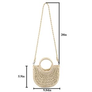 CHIC DIARY Women Straw Bag Crossbody Summer Beach Bag Top Handle Handbag Handwoven Rattan Clutch Purse Straw Tote Bag(Beige)