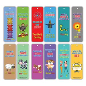 kids bookmarks set (12 pack)- animal silly jokes series 2 – funny hilarious lion sheep laugh and learn – excellent party favors teacher classroom reading rewards and incentive gifts for young readers