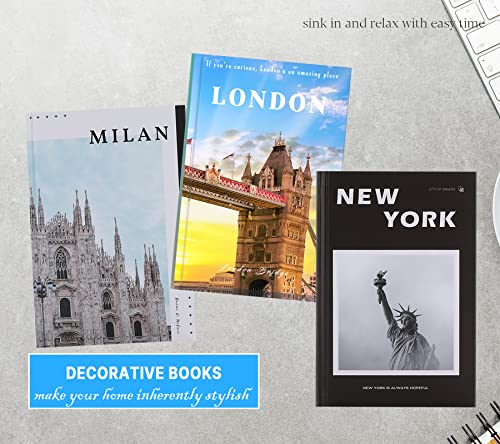 3 Piece City Decorative Books, Hardcover Decorative Books for Home Decor, Designer Books Decor Set, Books Stack Display for Coffee Tables and Shelves, Fashion Decoration Books for Living Room