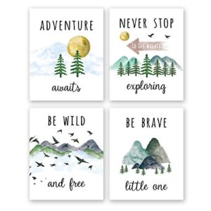 xuoiaynb colorful inspirational adventure quote art print– nature mountain forest motivational saying canvas wall art–(12”x16”x4 pcs, unframed)–perfect for office nursery summer decoration