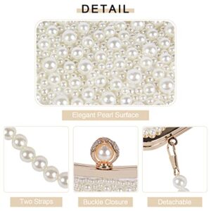 Oweisong Pearl Clutch Purses for Women Crystal Tote Handbag Vintage Evening Clutch Bag for Wedding Cocktail Bride