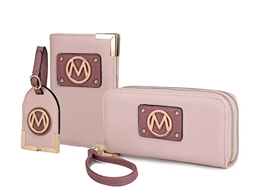 MKF Collection Women's Travel Gift 3 Piece Set - Wristlet Wallet -Passport Holder - Luggage Name Hang Tag