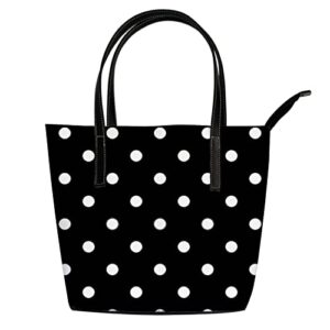 retro black and white polka dot tote bag for women leather handbags women’s crossbody handbags work tote bags for women coach handbags tote bag with zipper.