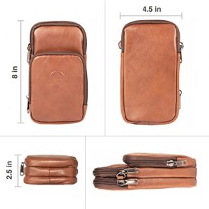 Ama Dablam Genuine Leather Small Crossbody Bag Phone Purse | Handcrafted Premium | RFID Blocking | Durable Zippers | Monica