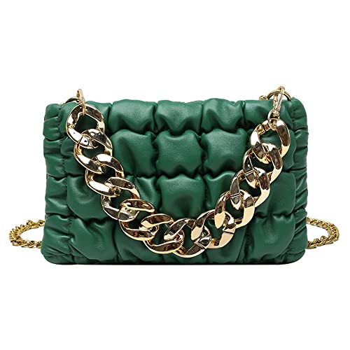 Chunky Chain Purses, KITOLTER Small Shoulder Bag Handbags Purse for Women (small, green)